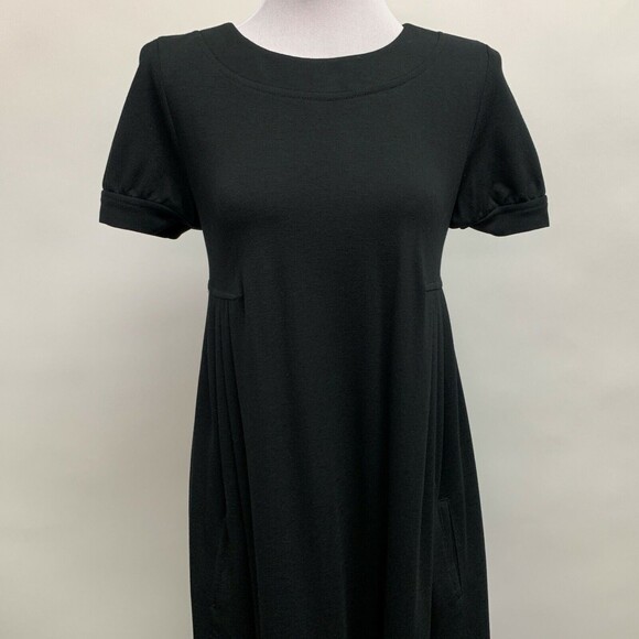 Studio M Women's Dress Size Small Black Pleated Short Sleeve Round Neckline - Picture 3 of 10